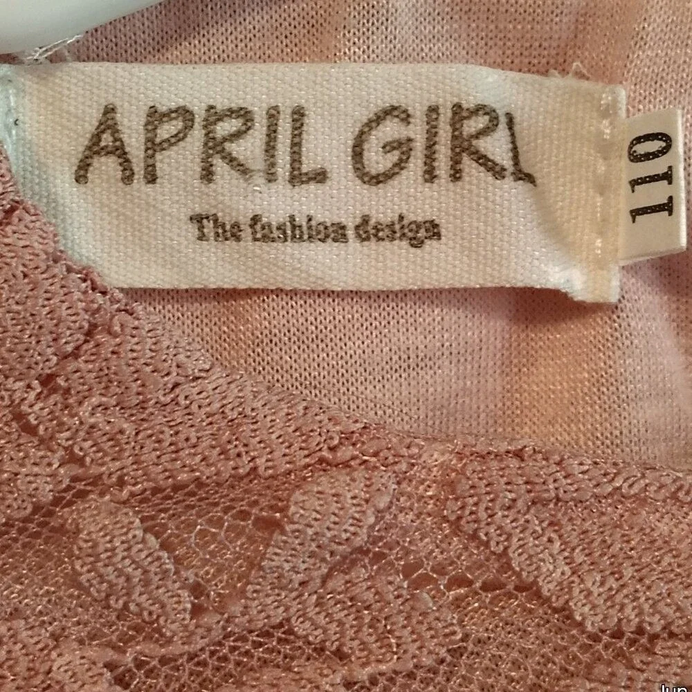 April Girl Girls Rose Floral Lace A-Line Flower Girl Party Dress 110 Pink Fairy